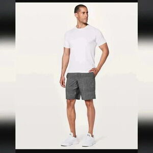 Lululemon T.H.E. Short Out Of Mind Liner 9"Heathered Texture Printed Greyt Deep